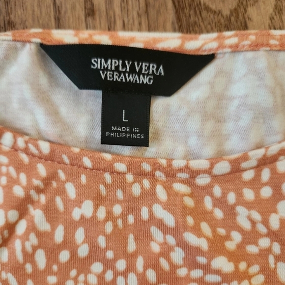 Simply Vera VeraWang Size L Woman’s Long Sleeve Top. Orange and White. - Picture 2 of 5